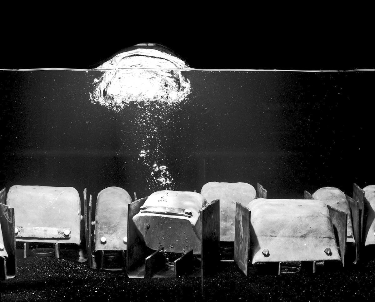 HD Heckes, blupps im Strömungskanal der TU-Berlin bei 60 cm Wasserhöhe, 1980